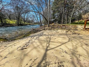 Sandy beach on river