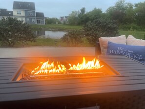 Fire pit on the patio which is perfect to end the night