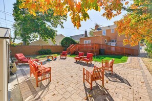 Outdoor Space | Furnished Patio w/ Seating | Kids' Toys | Charcoal Grill