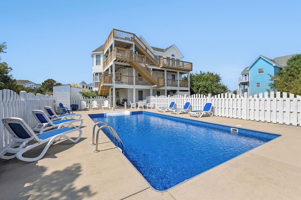WH545: Ebbtide | Back Exterior w/ Private Pool Area