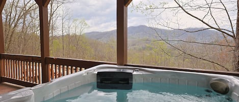 Hot Tub on deck over looking the mountains