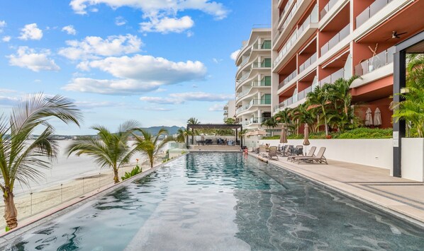 Pool & Grill Area with Beach Access