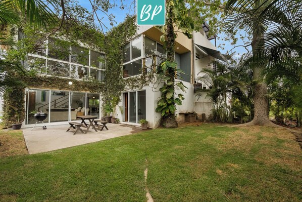 Private patio + grill area