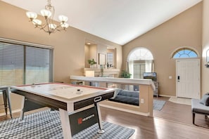 Air hockey just right through the property's entryway!