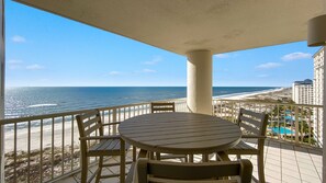 Enjoy meals at the balcony table