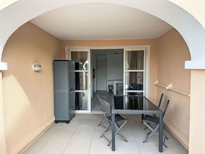 Floor, Flooring, Door, Ceiling, Wood Stain, Chair, Home Door, Balcony, Kitchen & Dining Room Table