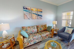 Living Room with Premium Queen Sleep Sofa