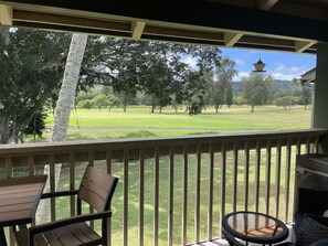 Sit and relax on our lanai while enjoying the peaceful view of the golf course