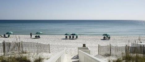 Steps to private deeded beach access. It doesn’t get better than this!!