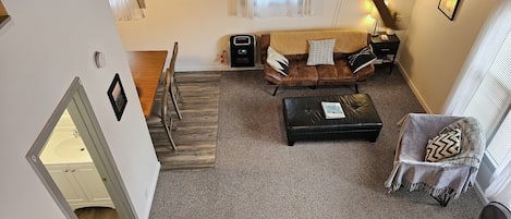 Living room View from stairs up to sleeping loft.