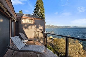 Gorgeous views from lakefront deck off of living room and dining area