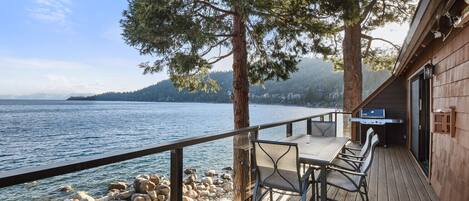 Gorgeous views from lakefront deck off of living room and dining area