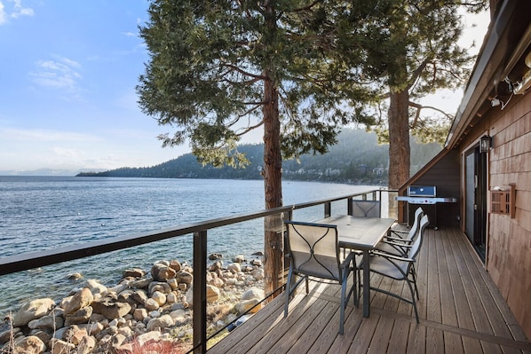 Gorgeous views from lakefront deck off of living room and dining area