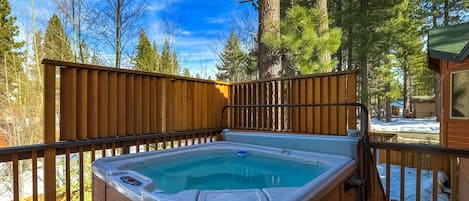 Private hot tub on large top deck