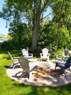 Fire pit with plenty of firewood