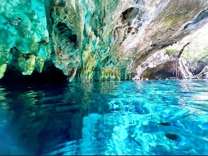 Blue Prestine Clear Waters Refreshing and Under ground Caves Nearby