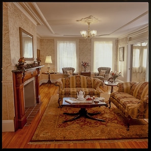 The Parlor with gas fireplace