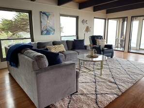 Beautiful Living Room with large sectional and recliner