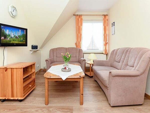 Wohnzimmer mit integriertem Küchenbereich