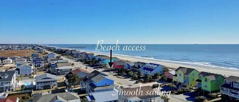 Located just a short walk (90 seconds) from the nearest beach access point. 