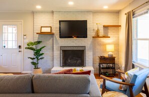 Main Floor Living Room - Natural Light - Comfy Couch - TV w/ Roku 