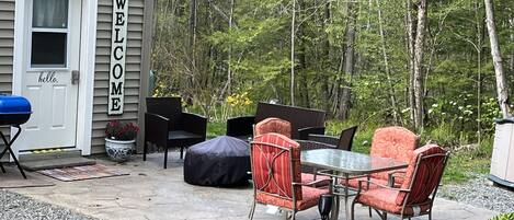 Private patio with fire-pit and grill 