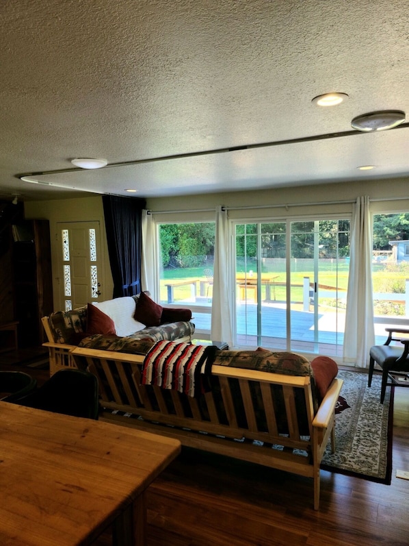 Living room with picture windows