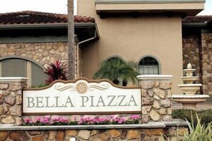 Bella Piazza sign at clubhouse