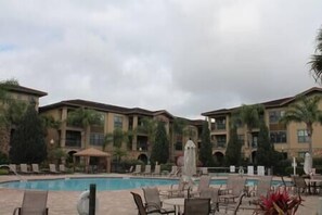 Pool next to back porch