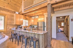 Kitchen | 2-Story Cabin | Stairs Required for Entry & Full Interior Access