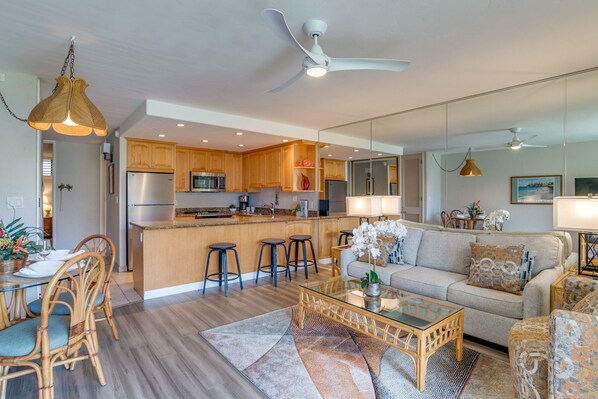 A combination of island-inspired and contemporary decor