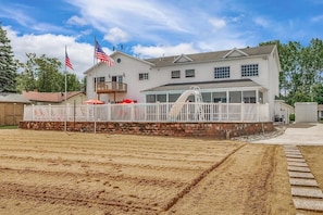 110’ of beach with a fire pit!