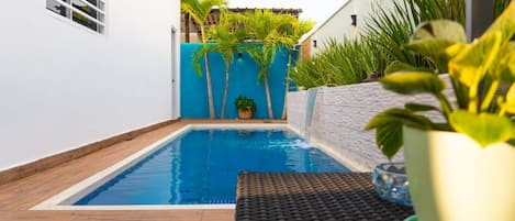 Private pool, with water jets and water fall 