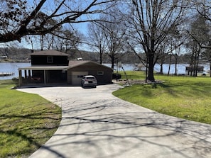 Large paved driveway