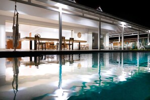 swimming pool by night