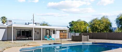 Backyard with pool (unheated).