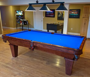 8 foot pool table in the game room