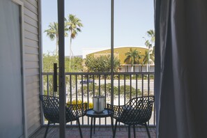 Both rooms have access to shared balcony. 