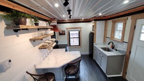 Dinette with bar stools. 