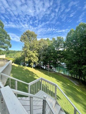 View from the back upper deck down to the water