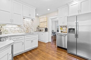 A remodeled kitchen provides guests with everything they need to cook a great meal