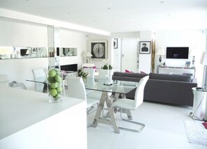 Living room and kitchen area