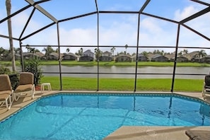 View from your pool of the lake, and with free fishing