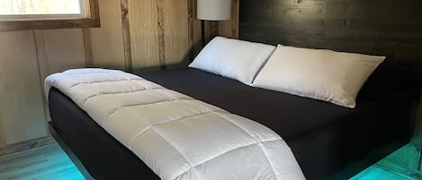 Bedroom 1 king size floating bed with LED lights
