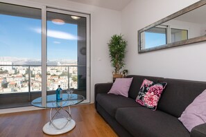 Living room overlooking the city