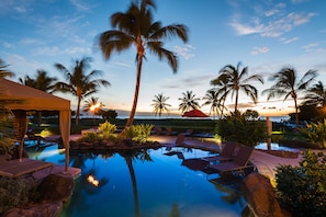 Beautiful west facing resort with sunset views.