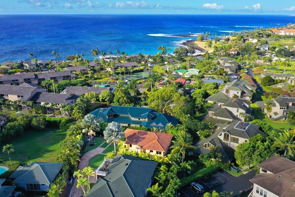 Areal view - House with red roof