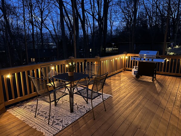 large deck for enjoying the mountain air! We have a grill and table also