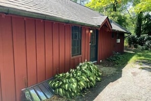 The side door, where you will enter upon check-in.