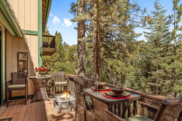 Deck offers plenty of seating.